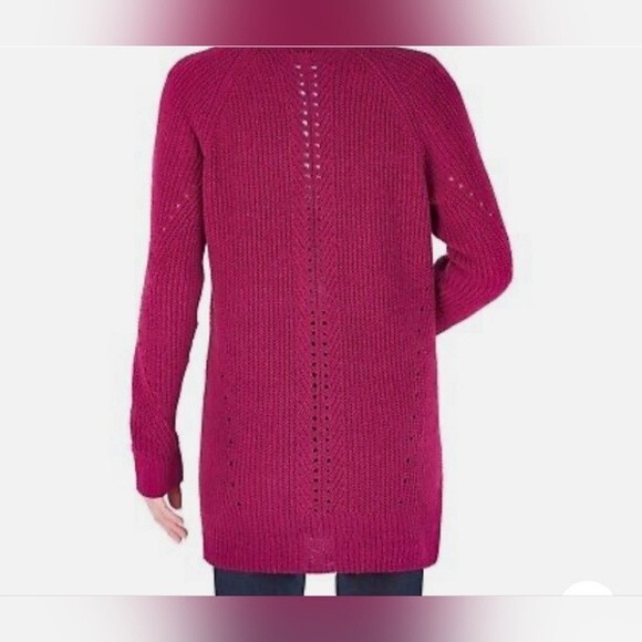 Chenille Cardigan Women's Large Open Front Raspberry - Picture 3 of 8